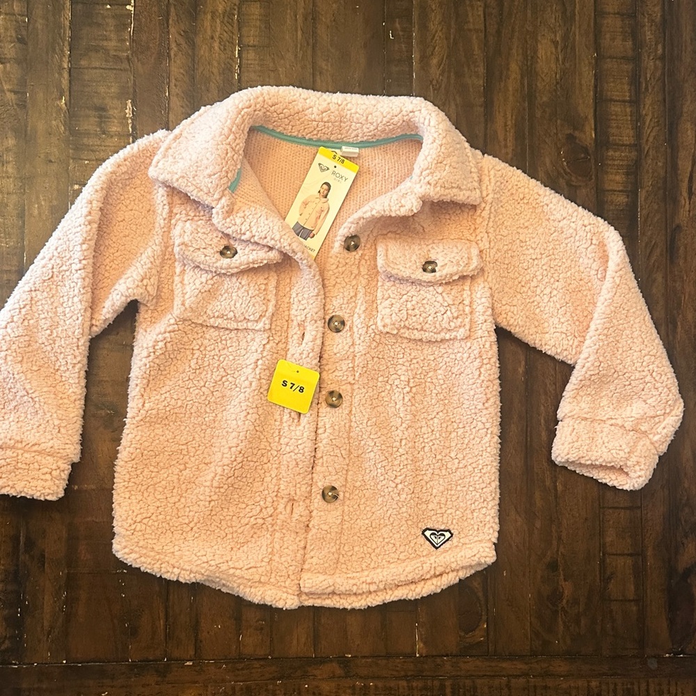 NEW Roxy Light Pink Sherpa Jacket Girls Size 7/8
